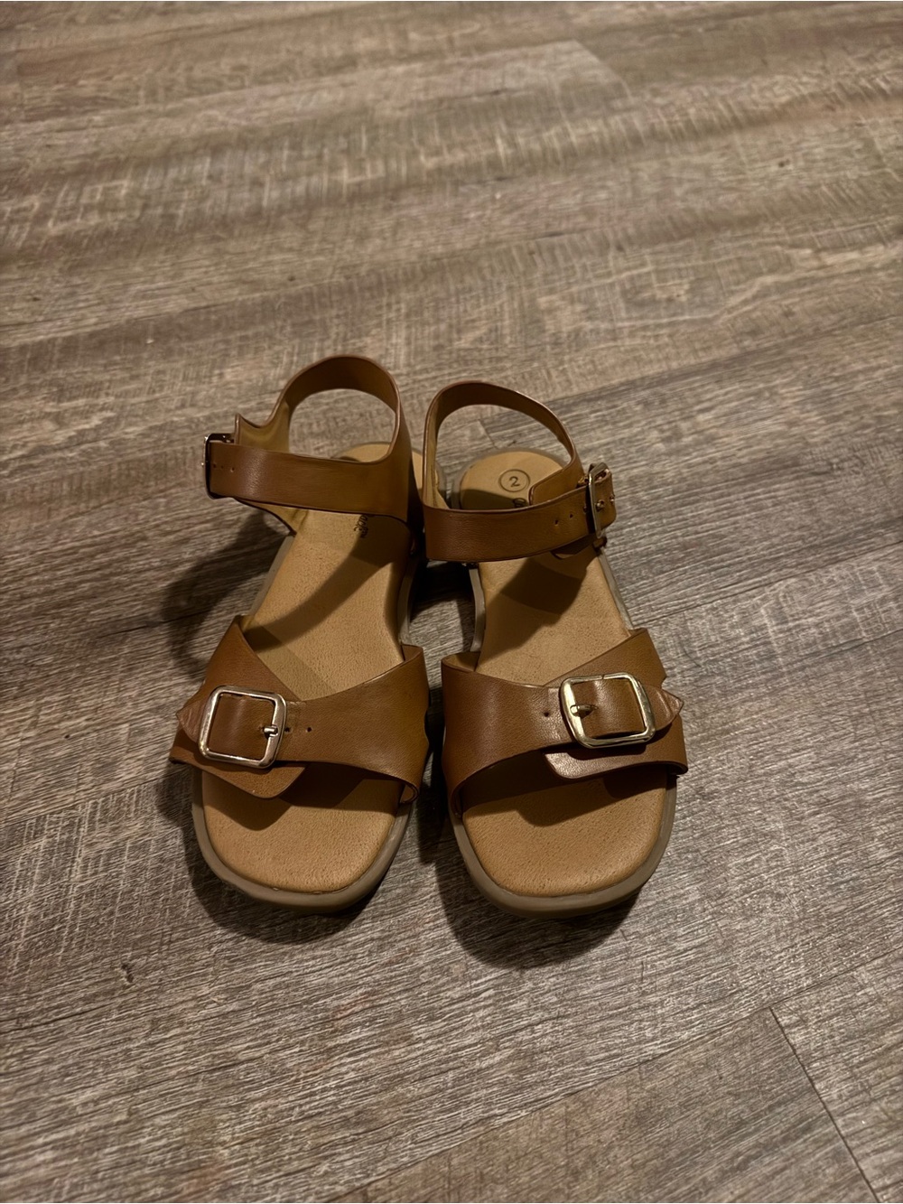 Cat & Jack Girls Brown Buckle Ankle-Strap Sandals
